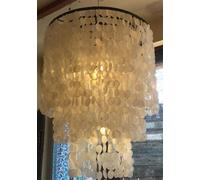 Guru-Shop Lámpara de Techo/luz de Techo, Lámpara de Concha Hecha de Cientos de Capiz, Placas de Madreperla - Modelo Salomé, Rebanadasdeconcha, 100x80x80 cm, Lámparas Colgantes de Materiales Naturales