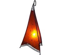 Guru-Shop Lámpara Henna, Lámpara de Mesa de Cuero/lámpara de Mesa - Bangsal, Naranja, Decuero, Color: Naranja, 45x24x21 cm, Lámparas de Mesa Orientales