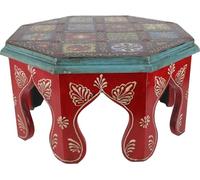 Guru-Shop Mesa Pequeña Pintada con Mosaico de Azulejos - Rojo Ø 30 cm, Maderademango, Objetos Decorativos