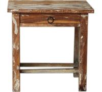 Guru-Shop Mesita de Noche Vintage, Mesa Auxiliar con Cajón - Modelo 45, Marrón, Maderademango, 47x48x48 cm, Mesas de Centro Mesas de Suelo