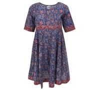 GURU SHOP Mini vestido boho verano mini vestido de algodón para mujer, añil, 42