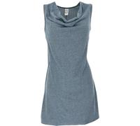 GURU SHOP Mini vestido de cuello cascada, cómodo sin mangas, mini vestido para mujer, azul grisáceo, 42