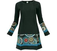 GURU SHOP Minivestido de algodón elegante, túnica de manga larga, para mujer, algodón, negro/azul, 38