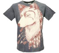 GURU SHOP Mirror - Camiseta de yoga para hombre, algodón, Lobo/Gris Paloma, L