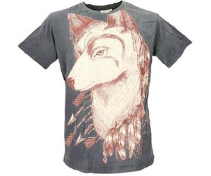GURU SHOP Mirror - Camiseta de yoga para hombre, algodón, Lobo/Gris Paloma, L