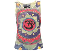 GURU SHOP Mirror Tank Top Yoga-Top Mujer Algodón Tops & Camiseta Alternativa Ropa, Mandala Om/Amarillo, 38