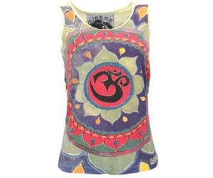 GURU SHOP Mirror Tank Top Yoga-Top Mujer Algodón Tops & Camiseta Alternativa Ropa, Mandala Om/Amarillo, 38
