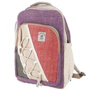 GURU SHOP Mochila de Cáñamo étnico - Nature/púrpura, Unisex - Adultos, Violeta, Elcáñamo, Tamao:One Size, 40x30x20 cm, Mochilas y Bolsas de Deporte
