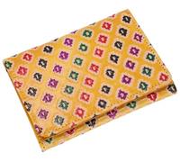 GURU SHOP Monedero de cuero en relieve, hecho a mano, unisex - adulto, 10 x 14 x 2 cm, Amarillo/rombo, Einheitsgröße, Casual