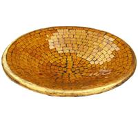 Guru-Shop Mosaico Amarillo del Tazón de Fuente Redondo, Tamaño: Pequeña (Ø 29 Cm), Cuencos de Mosaico