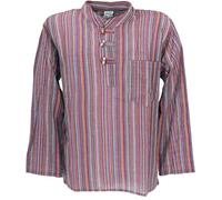 GURU SHOP Nepal - Camisa de pescador, diseño de rayas, color gris y negro, Púrpura/Colorido, XXL