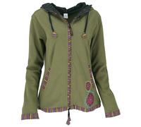 GURU SHOP Nepal Ethno Chaqueta Bordada Boho Chaqueta, Mujer, verde oliva, 40
