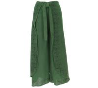 GURU SHOP Palazzo Pantalones Largos Boho Pantalones Envoltorios Pantalones Verano Mujer, verde, 42