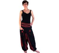 GURU-SHOP, Pantalón Harén Pluderhose Pumphose Aladdin Pantalón Espiral, Negro/rojo, Algodón, Tamaño:M (38), Pantalones Pluderhosen y Aladin