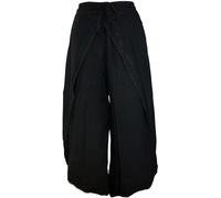 GURU-SHOP, Pantalón Palazzo, Falda de Pantalón Boho, Pantalón Oriental, Pantalón de Verano, Negro, Sintético, Tamaño:38, Pantalones Largos