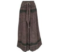 GURU-SHOP, Pantalón Palazzo Falda Flare de Verano Hippie Goa, Marrón, Sintético, Tamaño:38, Largo