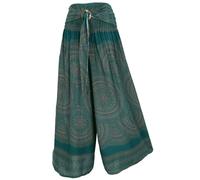 GURU-SHOP, Pantalón Palazzo Falda Flare Pantalón de Verano Pantalón Hippie Goa, Verde, Sintético, Tamaño:38, Pantalones Largos