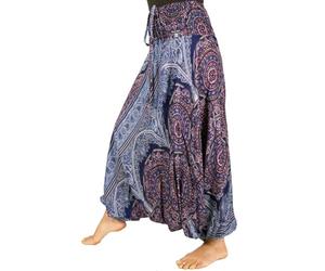GURU-SHOP, Pantalones Afganos, Mono, Mono, Pantalones de Harén, Pluderhose, Pumphose, Pantalones de Aladino, Azul Marino/Rosa, Sintético, Tamaño:38, Pantalones Pluderhosen y Aladin
