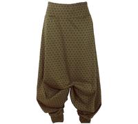 GURU-SHOP, Pantalones Afganos, Pantalones de Harén, Pluderhose, Pumphose, Pantalones de Aladdin, Olive, Algodón, Tamaño:38, Pantalones Pluderhosen y Aladin