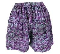 GURU SHOP Pantalones cortos bohemios, pantalones cortos étnicos, pantalones cortos de playa - Negro, Mujer, morado, 40