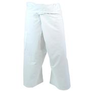 Guru-Shop, Pantalones de Algodón Tailandés-pescador, Pantalones de Abrigo, Pantalones de Yoga, Blanco, Tamaño:One Size, Pantalones Pescador Tamaño Normal