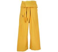 GURU-SHOP - Pantalones de pesca de algodón, pantalones envolventes para el yoga de Nepal, azul, tamaño de la ropa: One Size, pantalones de pescador de talla larga, SENAPE, Talla única
