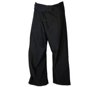 GURU-SHOP, Pantalones de Pesca de Algodón, Pantalones Wrap Pantalones de Yoga de Nepal, Negro, Tamaño:One Size, Pantalón de Pescador Talla Larga