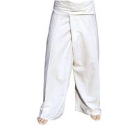 Guru-Shop, Pantalones de Pescador de Algodón, Envoltura de Yoga en Nepal, Color Blanco Natural, Tamaño: One Size