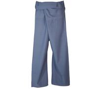 GURU SHOP Pantalones de pescador tailandeses de algodón sólido, estilo yoga, talla única, para hombre/mujer, color: Uni Paloma Azul, talla: Talla única