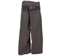 GURU SHOP Pantalones de pescador tailandeses de tejido a rayas, holgados de algodón, pantalones de yoga anchos, para hombre y mujer, marrón oscuro, Talla única