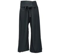 GURU SHOP Pantalones de pescador tailandeses de viscosa, pantalones de pescador, pantalones de yoga, para hombre y mujer, Negro , Talla única