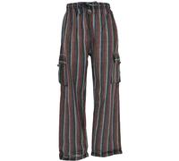 GURU SHOP Pantalones de yoga a rayas unisex de algodón para hombre, Petróleo/Rojo, 46
