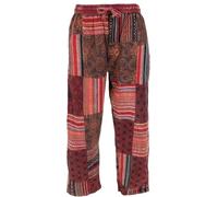 GURU SHOP Pantalones de yoga de patchwork, Goa, pantalones holgados para hombre, algodón, borgoña, 52