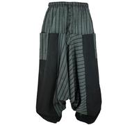 GURU-SHOP, Pantalones Harem, Pantalones Patchwork Rayados Puder, Pantalones Pump, Pantalones Aladdin, Negro, Algodón, Tamaño:40, Pantalones de Hombre