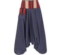 GURU-SHOP, Pantalones Harem, Pluderhose Tailandés, Pantalones de Ganso con Cintura Tejida y Bolsillo con Flecos, Azul, Algodón, Tamaño:38, Pantalones Pluderhosen y Aladin
