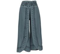 GURU SHOP Pantalones Palazzo Falda Pantalones Estampados Naturales Pantalones de Verano Mujer Algodón, Negro , 40