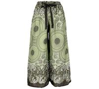 GURU-SHOP, Pantalones Palazzo, Pantalones de Verano, Pantalones Boho, Pantalones Hippie Goa, Oliva, Sintético, Tamaño:38, Pantalones Largos
