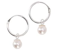 GURU SHOP Pendientes de aro de plata con perla pequeña de 1,2 mm, 1 x 1 cm