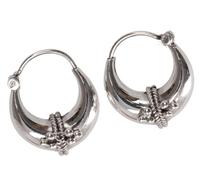 Guru-Shop Pendientes Ethno, Boho Silver Creoles Creoles - 4, Plataesterlina, Pendientes de Plata y Criollos
