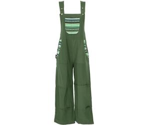 GURU SHOP Peto ancho estilo étnico boho oversize mono de una pieza para mujer, verde oliva, 36