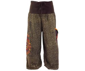 GURU-SHOP, Pluderhose Ancho con la Cintura Ancha y el Bordado de Mandala, Marrón Chocolate, Algodón, Tamaño:L/XL (42), Pantalones Pluderhosen y Aladin