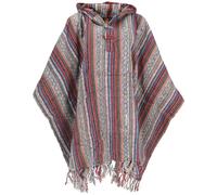 GURU SHOP Poncho estilo hippie chic poncho étnico poncho Anden para hombre y mujer azul algodón talla única chaqueta chaqueta de punto ponchos ropa alternativa rojo y multicolor Talla única
