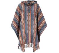 GURU SHOP Poncho hippie chic étnico poncho andino para hombre y mujer, azul y amarillo, Talla única