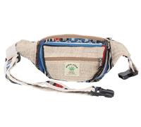 GURU SHOP Práctica Bolsa de Cinturón de Cáñamo, Riñonera étnica, Bolsa Lateral - Beige/azul Oscuro, Unisex - Adultos, De Color Beige, Elcáñamo, Tamao:One Size, 15x20 cm