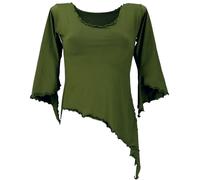 GURU SHOP Psytrance Goa Chic - Camiseta de manga acampanada para mujer, diseño de elfos, verde oliva, 38