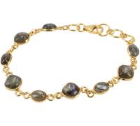 GURU SHOP Pulsera boho india, pulsera chapada en oro de plata de ley con piedras semipreciosas