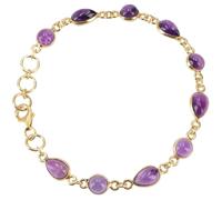 GURU SHOP Pulsera boho india, pulsera chapada en oro de plata de ley con piedras semipreciosas