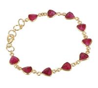 GURU SHOP Pulsera boho india, pulsera chapada en oro de plata de ley con piedras semipreciosas - cuarzo rubí