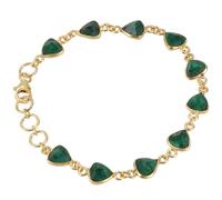 GURU SHOP Pulsera boho india, pulsera chapada en oro de plata de ley con piedras semipreciosas - esmeralda