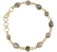 GURU SHOP Pulsera boho india, pulsera chapada en oro de plata de ley con piedras semipreciosas, normal, Plata de ley, Sin piedra preciosa